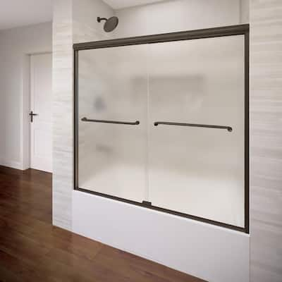 Basco Infinity 58-1/2 in. x 57 in. Semi-Frameless Sliding Bathtub Door in Oil Rubbed Bronze