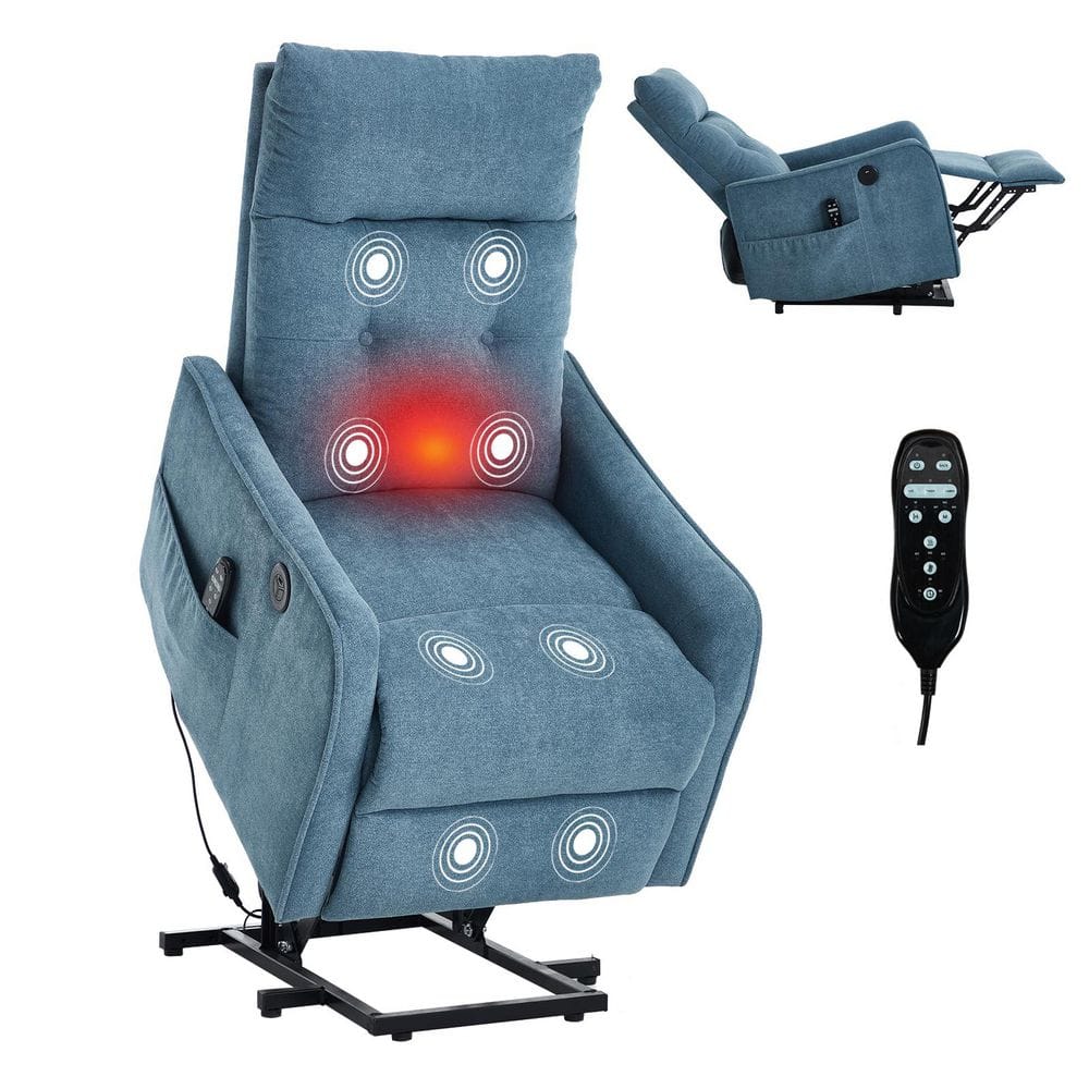 Blue Chenille Single Motor Power Lift Recliner Chair with Massage and Heat, Heavy Duty Motion Mechanism and 1 USB price history on PriceWatchPro