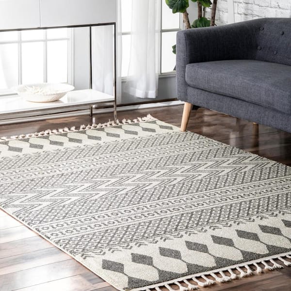 Terra Tribal Bands Beige 5 ft. x 8 ft. Area Rug