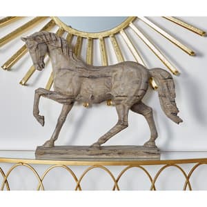 6 in. x 18 in. Beige Polystone Prancing Horse Sculpture