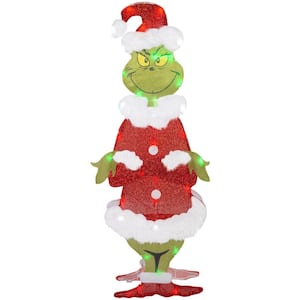 35.98 in. H x 8.5 in. W x 14.49 in. L Holiday Flat-tastics-Lighted KD-A-Frame Grinch -Dr.Seuss Classic White