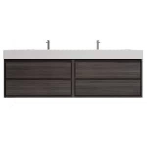 Saggie 84 in. W x 20 in. D x 28 in. H Double Sink Floating Bath Double Vanity in Dark Gray Oak with White Acrylic Top