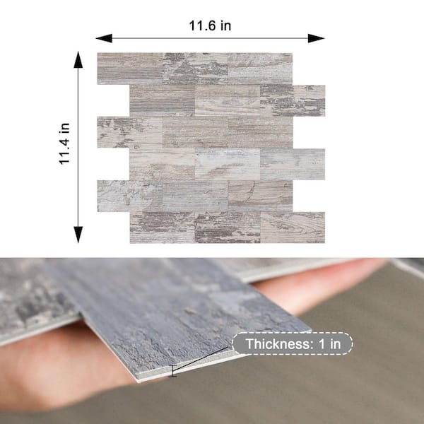 Grey 11.6 in. x 11.4 in. x 0.12 in. PVC Mixed Metal Peel and Stick Backsplash (10-Pack)