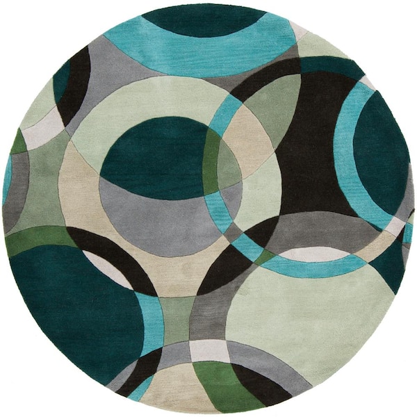 Livabliss Seletar Hunter Green 6 ft. x 6 ft. Round Geometric Area Rug