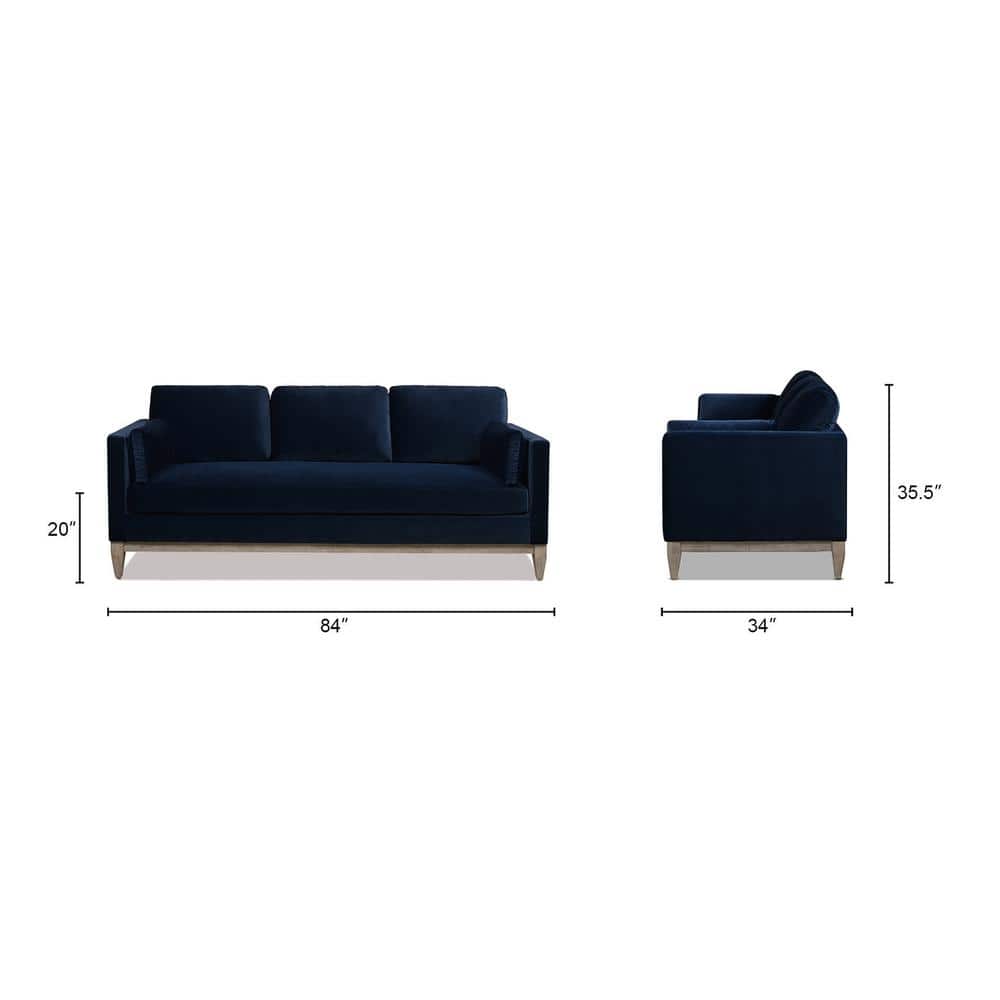 Knox 84" Lawson Track Arm Sofa in Dark Navy Blue Performance Velvet