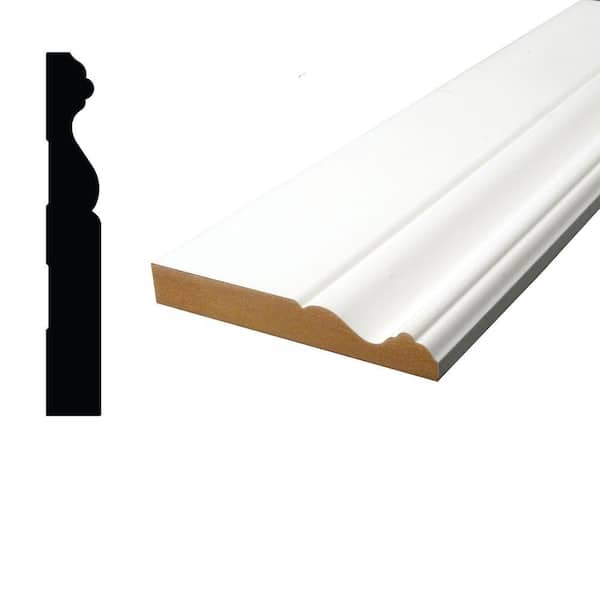 Alexandria Moulding 954 11/16 in. x  4 3/4 in. x  96 in. Colonial Primed MDF Baseboard Moulding (1-Piece − 8 Total Linear Feet)