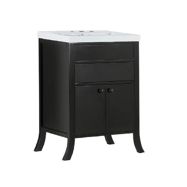 Bellaterra Home Loleta II 24 in. W x 19 in. D x 35 in. H Single Vanity in Espresso with Ceramic Vanity Top in White with White Basin