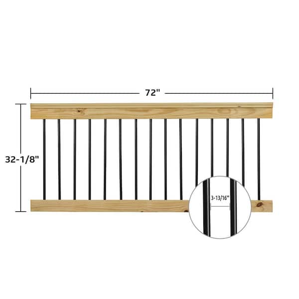 Unbranded - 72 in. x 32.5 in. Pressure-Treated Southern Yellow Pine Pre-assembled Aluminum Balusters Rail Kit
