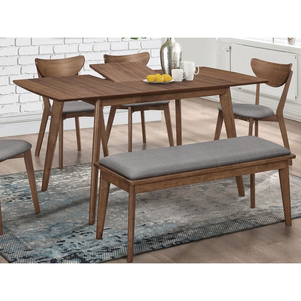 Mid-Century Modern Natural Walnut Extendable Dining Table
