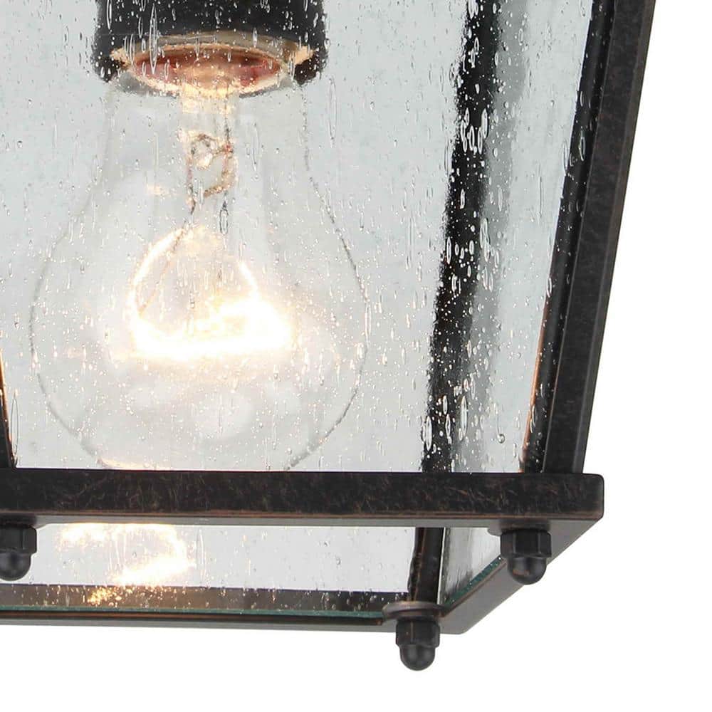 Bronze and Glass Outdoor Flush Mount Ceiling Lantern
