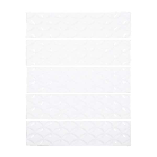 Jeffrey Court Allegro Trellis White 3 in. x 12 in. Glossy Textured Ceramic Wall Tile (0.25 sq. ft. / Ease)