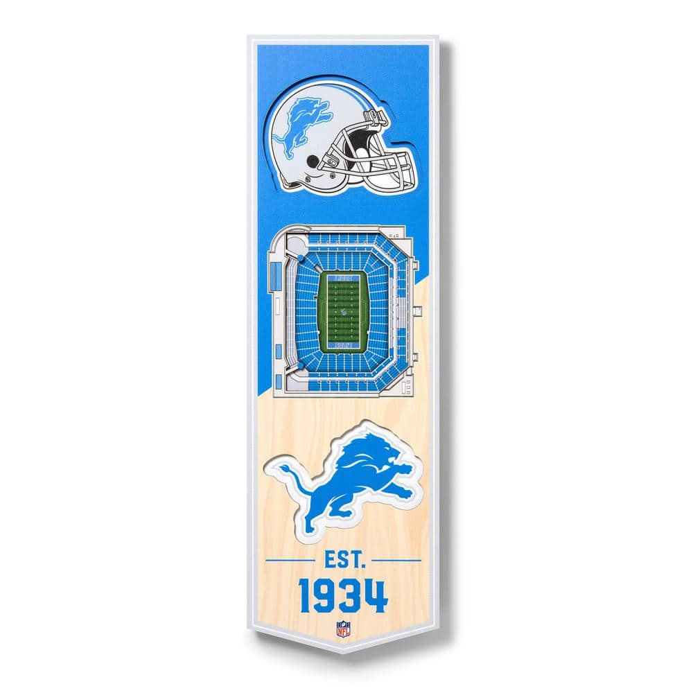 YouTheFan 954019 6 x 19 in. NFL Detroit Lions 3D Stadium Banner - Ford Field