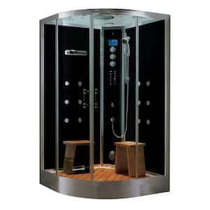 Universe Plus 48 in. x 48 in. x 90 in. Steam Shower Enclosure Kit with 4.2kw Generator in Black