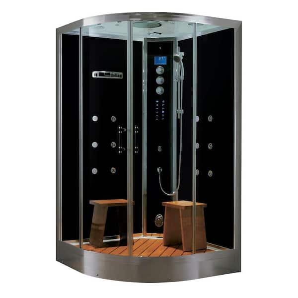 Steam Planet Universe Plus 48 in. x 48 in. x 90 in. Steam Shower Enclosure Kit with 4.2kw Generator in Black
