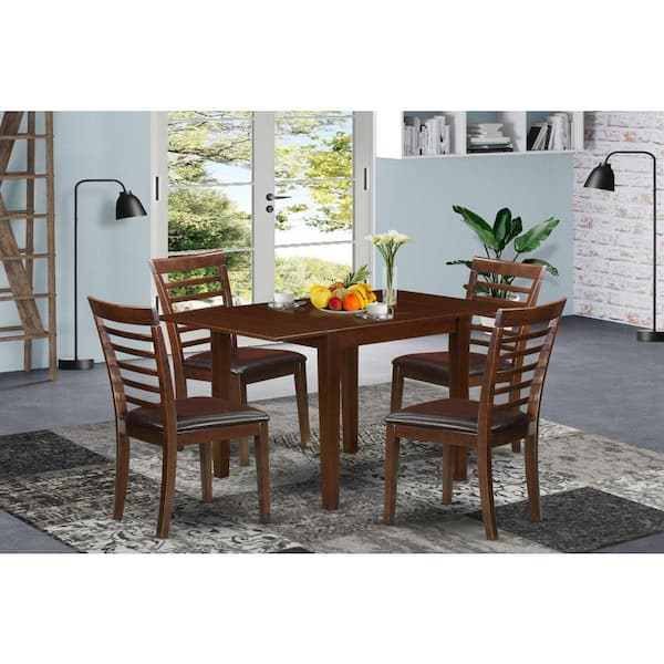 East West Furniture 5-Piece Mahogany Finish Solid Wood Top - Dining Room Set - Seats 4