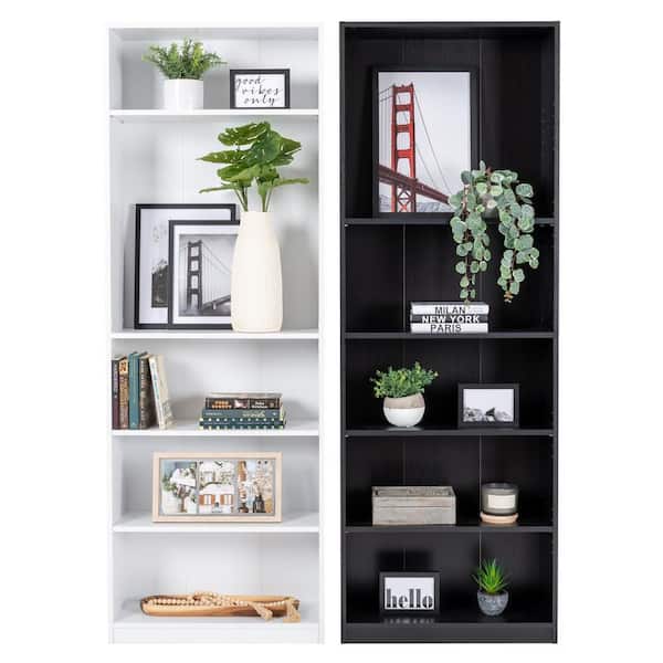 CorLiving Teo 71in. Tall White Wood Bookcase with 5-Adjustable Shelves