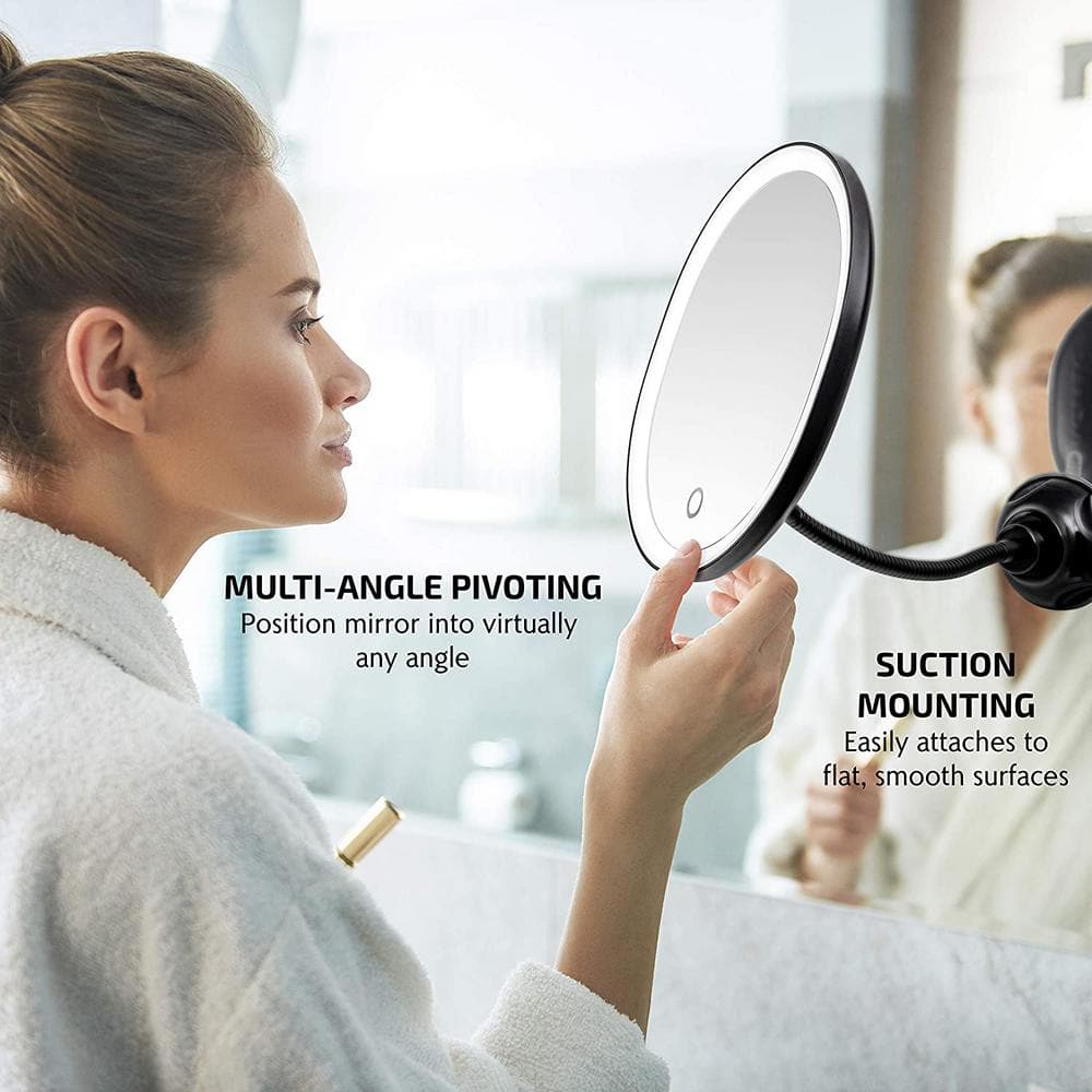 Antique Black Oval LED Wall Mounted Magnifying Mirror