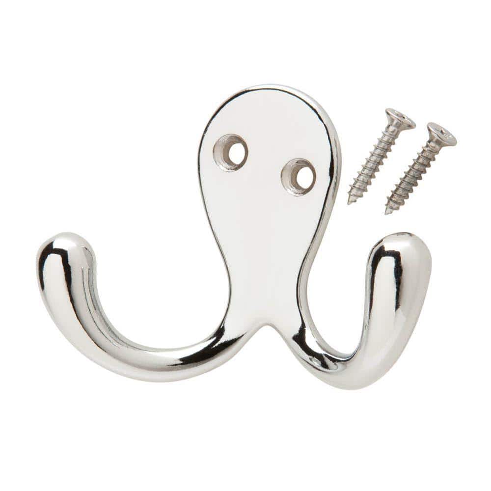 National Hardware N830-154 Double Prong Robe Hook Bright Chrome