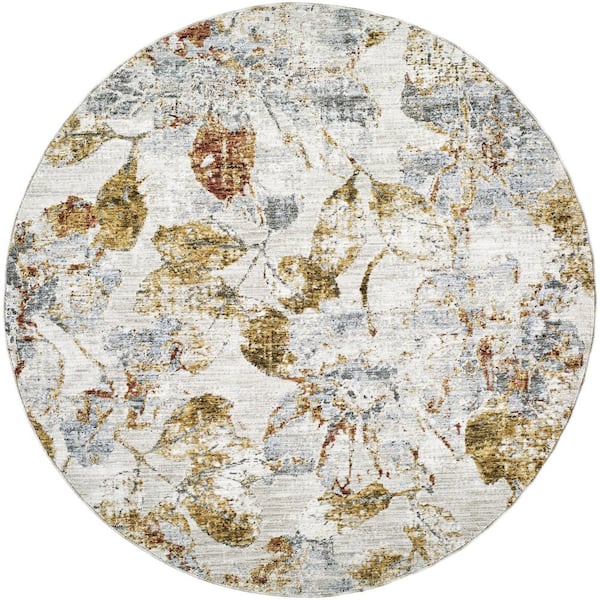 Roseanne Deep Teal Cottage Floral 5 ft. 3 in. x 5 ft. 3 in. Area Rug