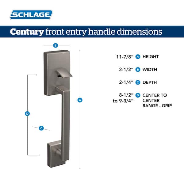Schlage Century Matte Black Door Handleset Grip with Latitude Door