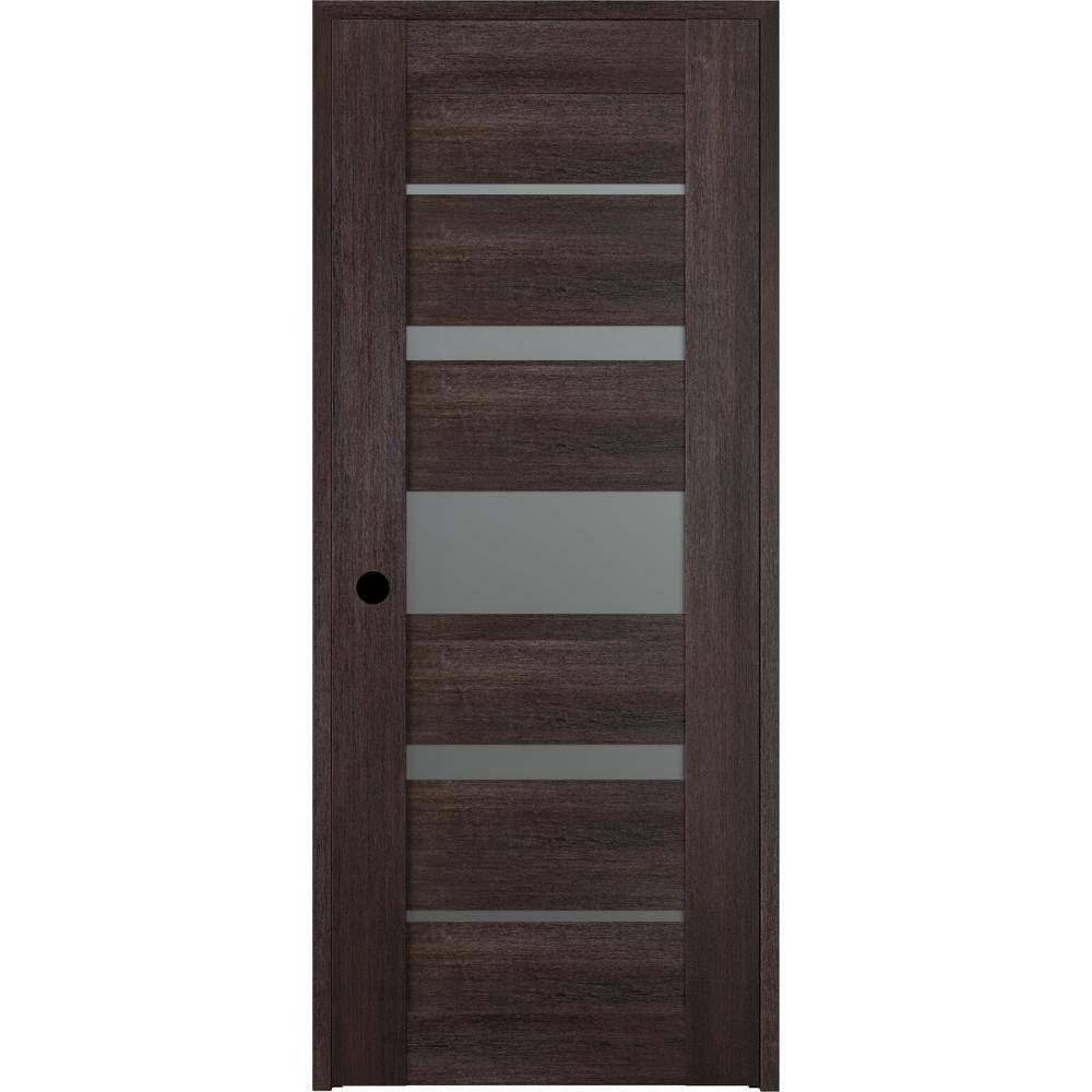 "Vona 07-03 30""x 84"" Left-Hand 5 Lite Frosted Glass Solid Composite Core Veralinga Oak Wood Single Prehung Interior Door" price history on PriceWatchPro