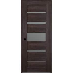 Vona 07-03 18"x 84" Left-Hand 5 Lite Frosted Glass Solid Composite Core Veralinga Oak Wood Single Prehung Interior Door