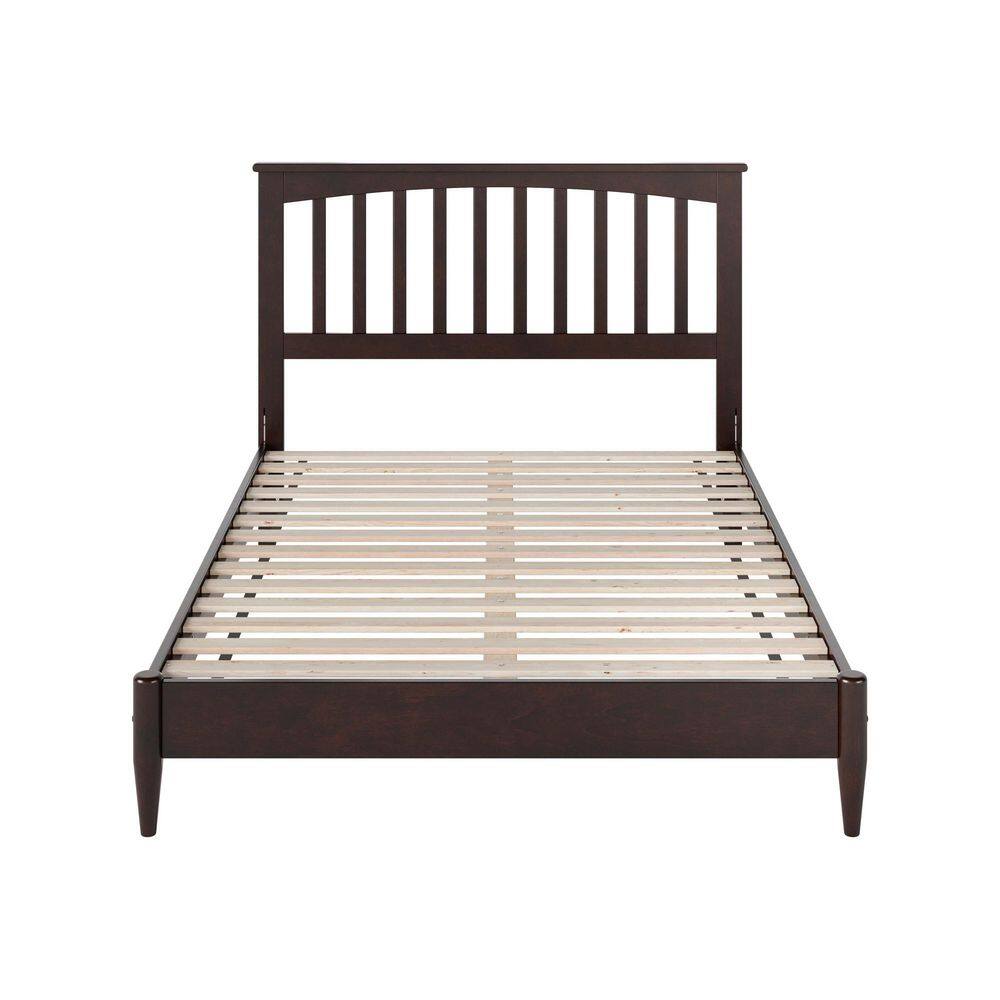 Espresso Full Wood Platform Bed with Slatted Headboard