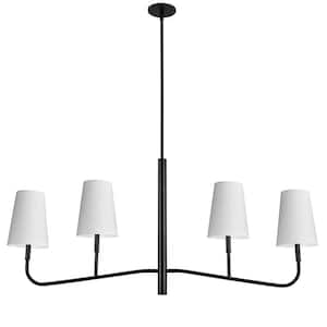 Eleanor 4-Light Matte Black Shaded Linear Chandelier for Dining