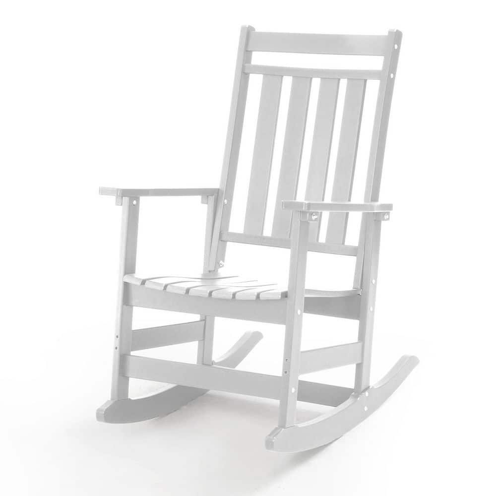 GARSING White Plastic Outdoor Rocking Chair with Wide Seat RC-White ...