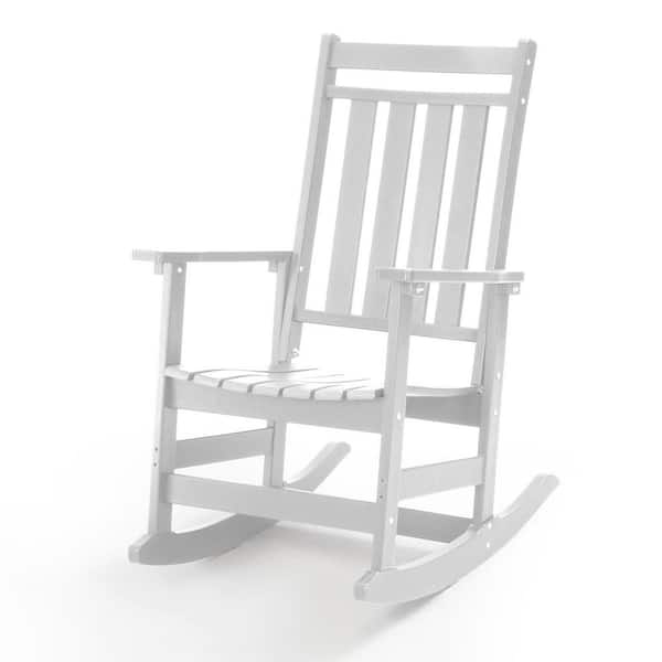White Plastic Outdoor Rocking Chair with Wide Seat