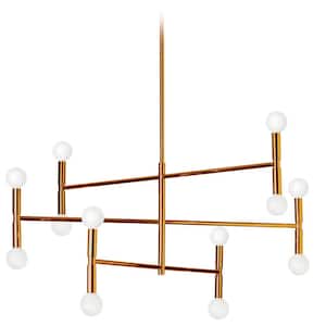 Ava 12-Light Vintage Bronze Chandelier with No Shades