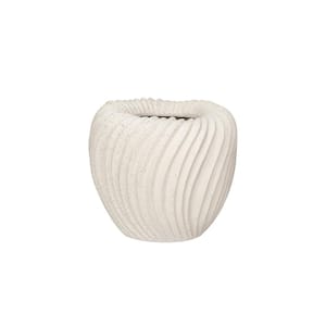 8.5 in. W x 7.5 in. H Speckled Sand Finish Stoneware Pleated Decorative Pots