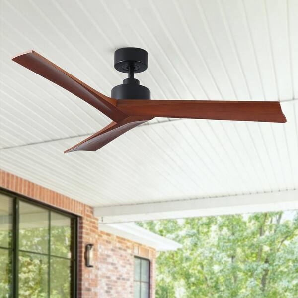 Keazile 52 in. Mid-Century Modern Black Housing Walnut Downrod