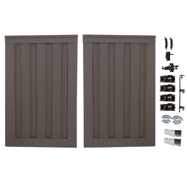Trex Seclusions 4 ft. x 6 ft. Winchester Grey Wood-Plastic Composite Privacy Fence Double Gate with Hardware