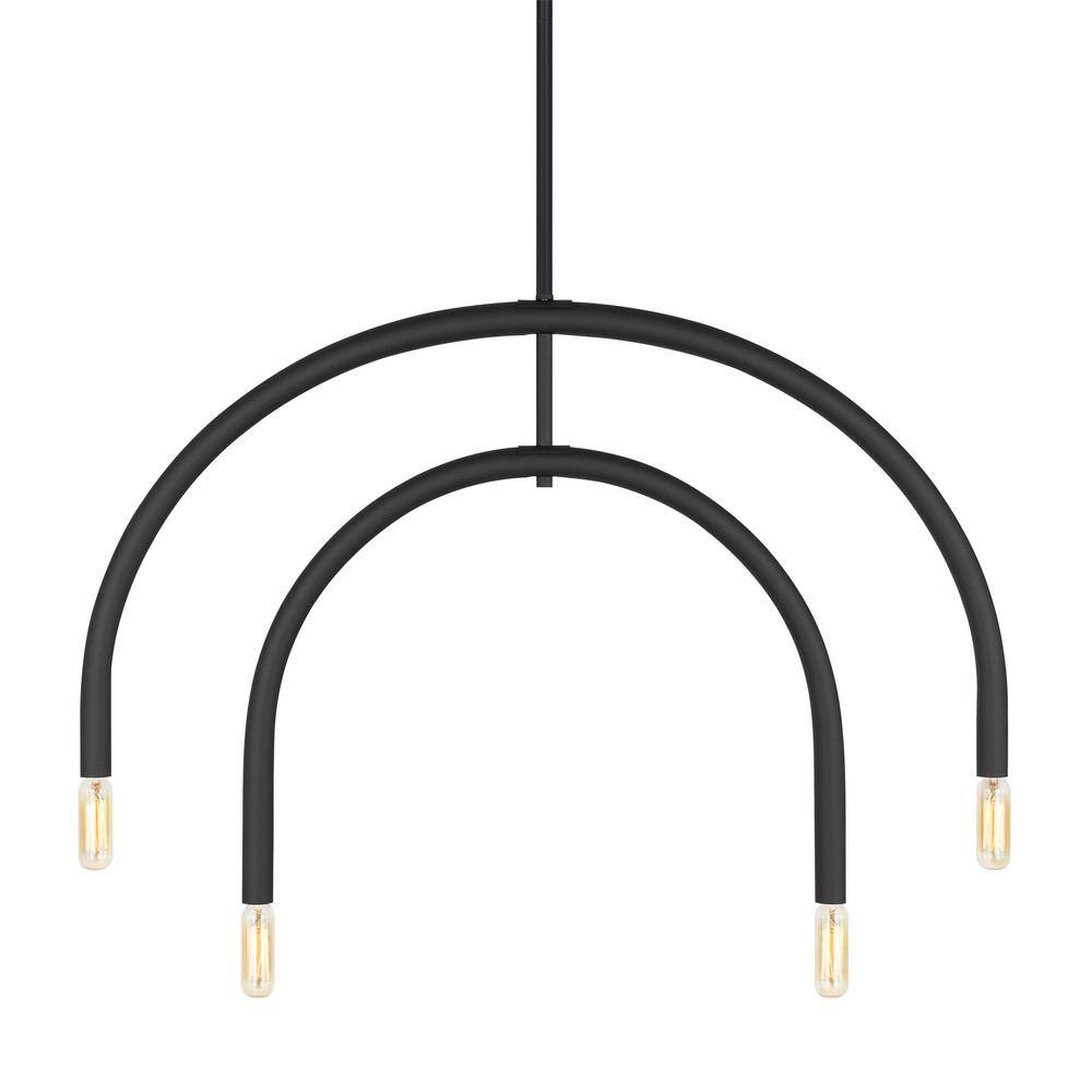 Midnight Black 4-Light Geometric Chandelier with Glass Shades