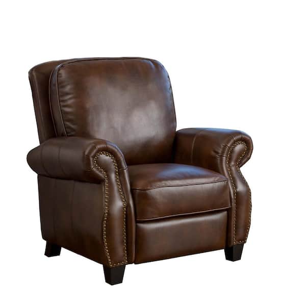 Noble House Neville 37 In Width Big, Leather Easy Chairs Brown