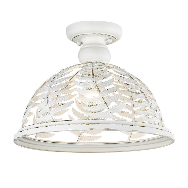 Annalin 13 in. 1-Light Vintage Decor White Semi-Flush Mount