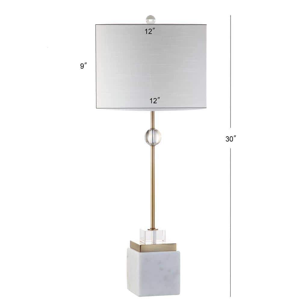 Dawson 30" White Marble and Brass LED Table Lamp Set
