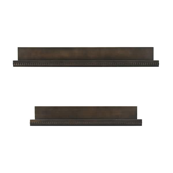 Beaded Ledge 2-Piece 23 in. W x 4 in. D Kona Dark Brown MDF Decorative Wall Shelf