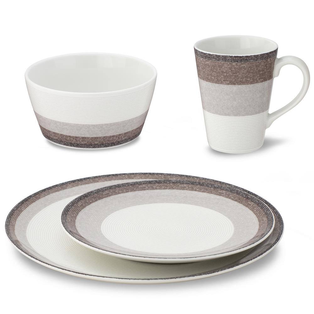 Canyon White Porcelain 4-Piece Textured Breakfast Set