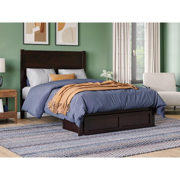 NoHo Espresso Full Solid Wood Storage Platform Bed with Foot Drawer