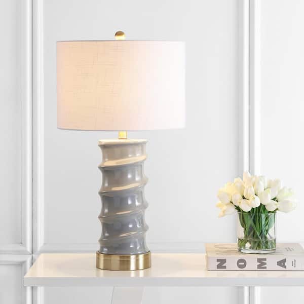 JONATHAN Y Taipei 28 in. Dark Grey/Gold LED Table Lamp
