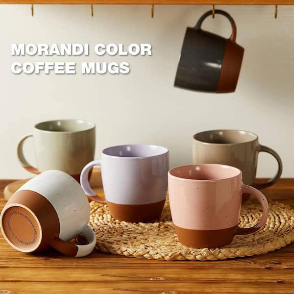 Wudkey 18 oz. Colorful Ceramic Coffee Mugs (Set of 6), Great for Tea Hot Chocolate, Microwave Safe, Modern, Unique Style