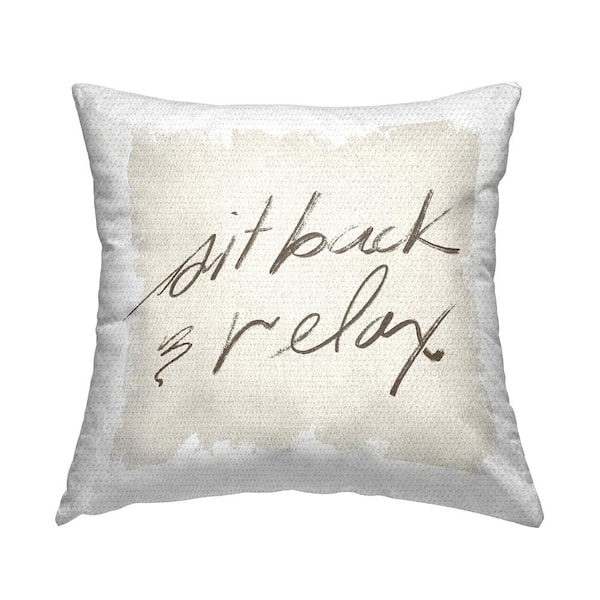 Sit Back and Relax Neutral Beige Beige Square Outdoor Throw Pillow