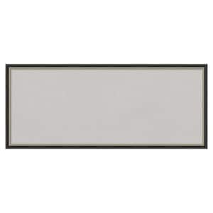 Theo Black Silver Narrow Wood Framed Grey Corkboard 31 in. x 13 in. Bulletin Board Memo Board