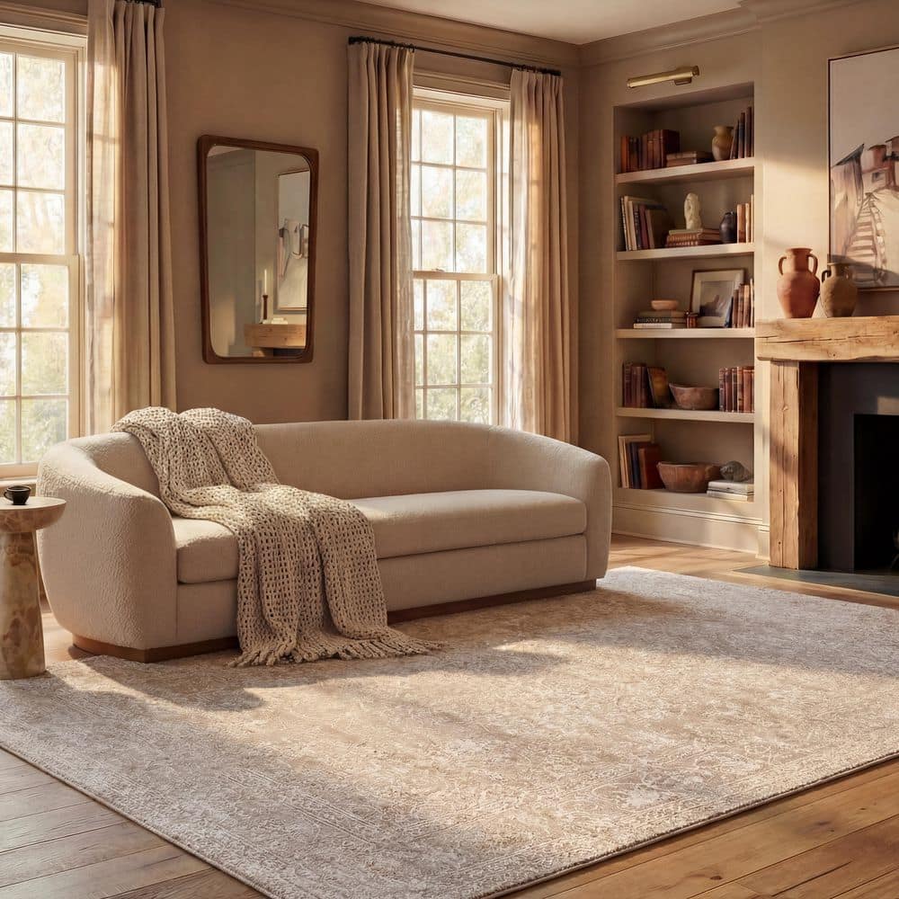 Reflection 7 ft. x 7 ft. Square Creme/Ivory Floral Border Area Rug price history on PriceWatchPro
