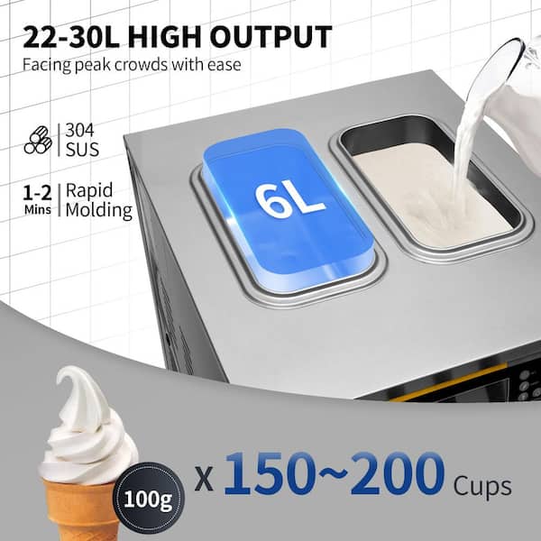 VEVOR Commercial Ice Cream Maker, 22-30L/H Yield, 2350W Countertop