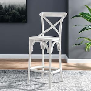 Gear 39.5 in. ELM wood Counter Bar Stool in White