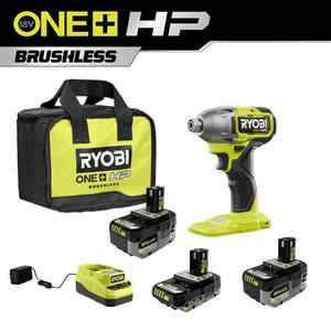 ONE+ 18V Lithium-Ion 2.0 Ah, 4.0 Ah, and 6.0 Ah HIGH PERFORMANCE Batteries and Charger Kit w/ HP Brushless Impact Driver
