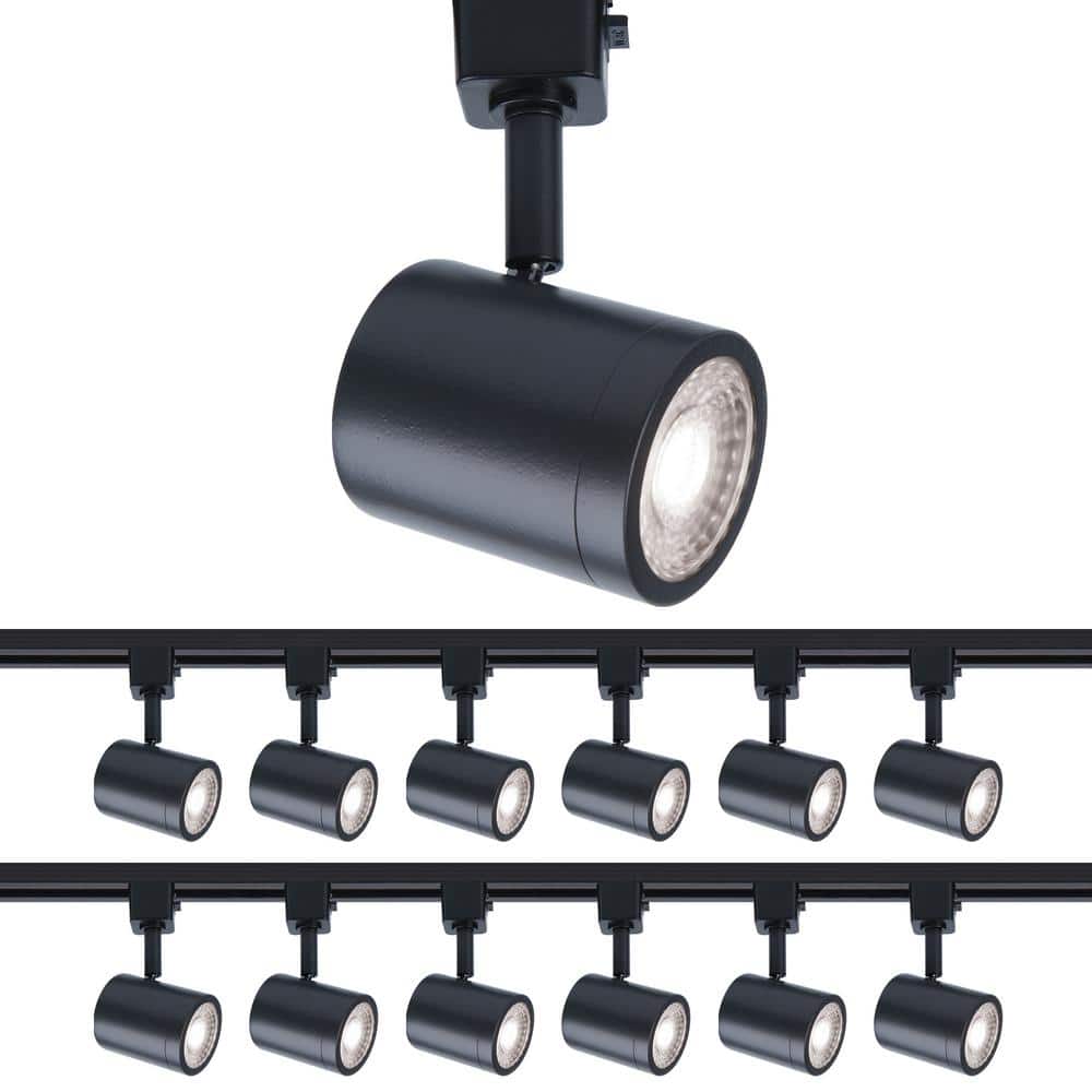 Black Adjustable LED Track Head with Clear Glass Shade